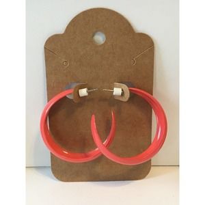 Hand Made Hand Crafted Artisan Fashion Jewelry Earrings Pink Large Hoop Vintage